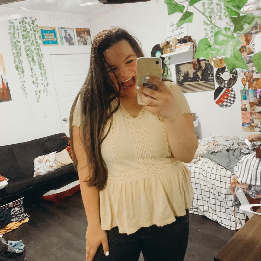 Yellow peplum top